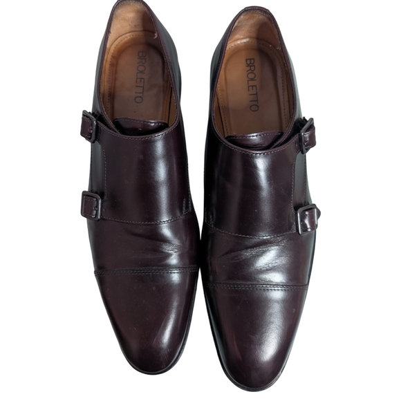 Broletto Men's Double Monk Strap Dress Shoes Size 10.5 Burgundy Brown Leather - Picture 11 of 15